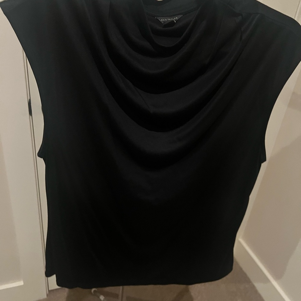 Ann Taylor Elegant Black Cowl Neck Blouse